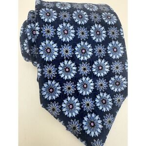 ERMENIGILDO ZEGNA Blue Classic Floral Medallion Silk Tie Made In Italy EXC Cond
